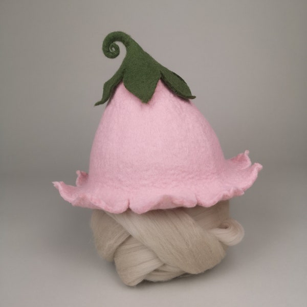 Handmade Merino Wool Baby Flower Hat: Pink Newborn Photo Prop