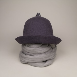 Bonnet de sauna en laine Bonnet de sauna confortable feutré à la main tons terre, chapeau d'automne. Fait main sur commande image 5