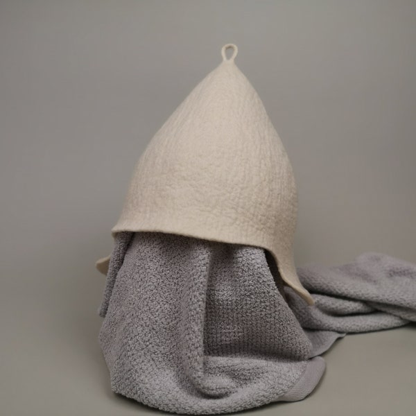 Bonnet en laine blanche bio - Bonnet de sauna confortable. Pour commander