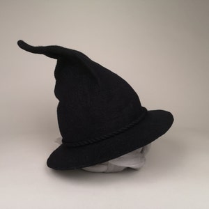 Black witch hat, Wizard magic hat, handmade boiled wool cap, halooween cosplay accessory, fall hat