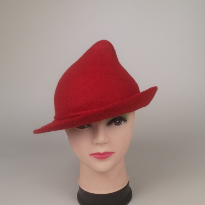 Red Vintage Hat, Handmade woolen Fleur Delacour style beautiful outfit hat, Photo prop accessory, Witchy hat, beauxbatons magic hatTo order image 5
