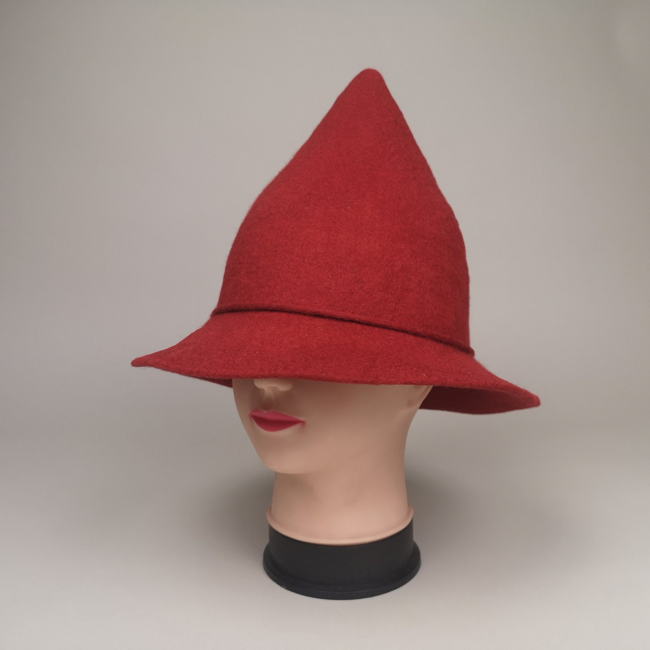 Red witch hat hand felted merino wool wizarding hat Etsy