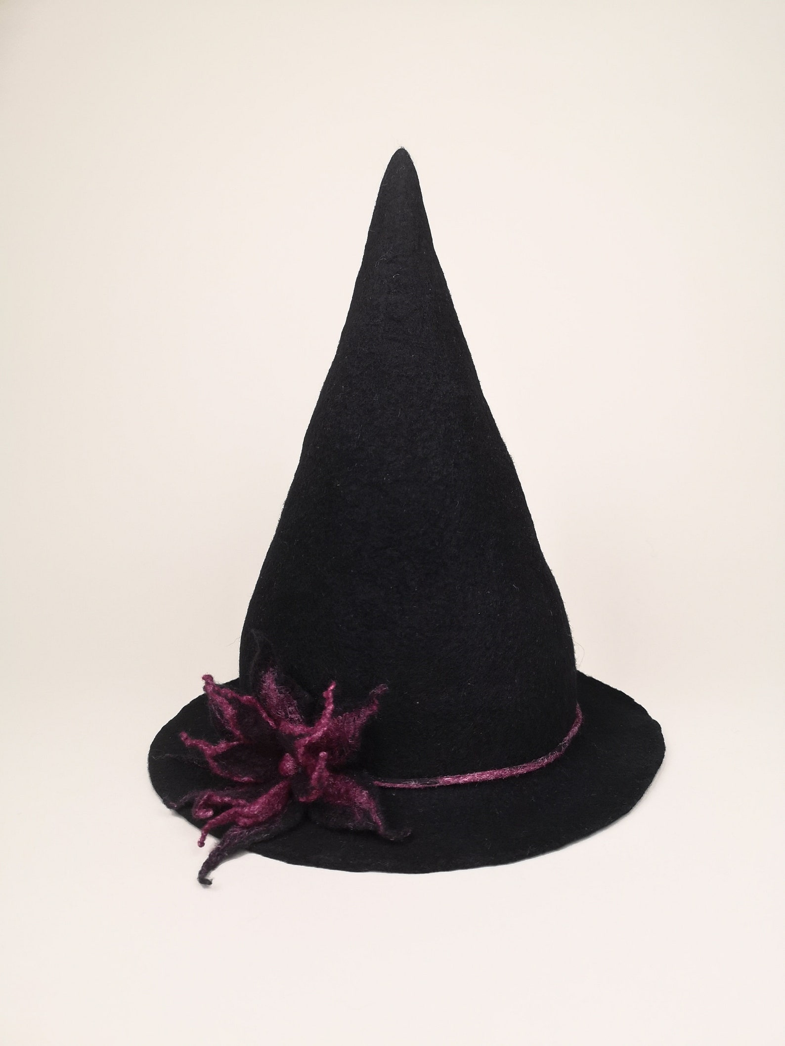Felt witch hat Black tall pointed hat hand felted Etsy