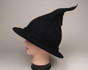 Beautiful witchy hat- hand felted soft wool magic hat