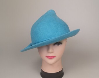 Chapeau beauxbâtons bleu aqua en feutre fait main, prêt à être expédié, taille L