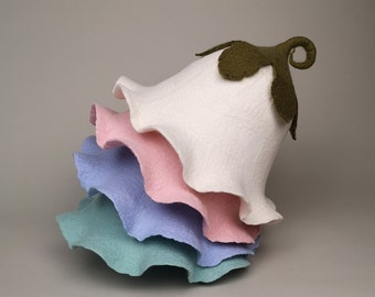 Hat Flower - Sauna Cap Handmade Soft Wool Banya Items Beautiful Gift for Her