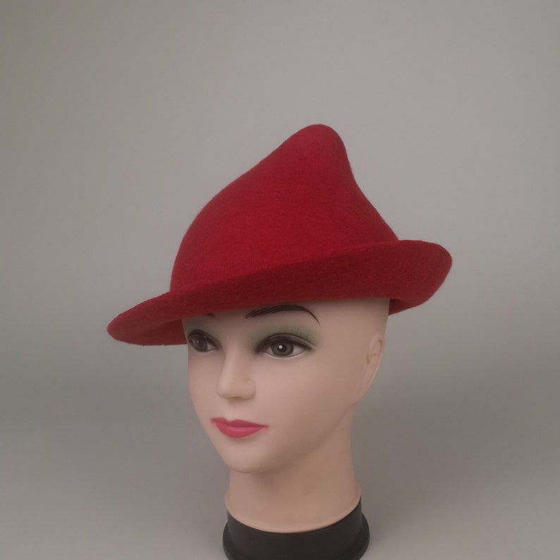 Red Vintage Hat, Handmade woolen Fleur Delacour style beautiful outfit hat, Photo prop accessory, Witchy hat, beauxbatons magic hatTo order image 4