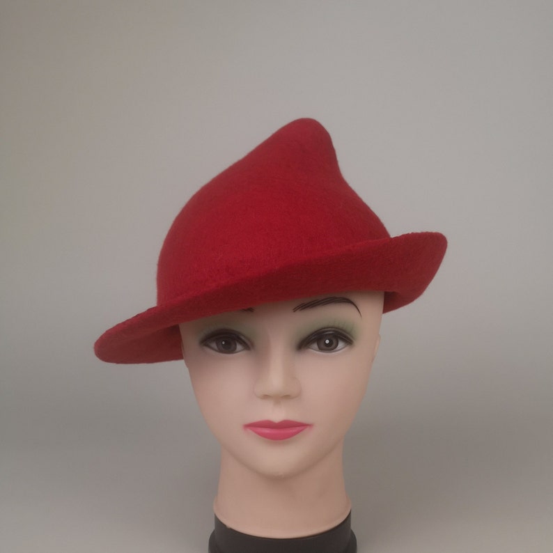 Red Vintage Hat, Handmade woolen Fleur Delacour style beautiful outfit hat, Photo prop accessory, Witchy hat, beauxbatons magic hatTo order image 2
