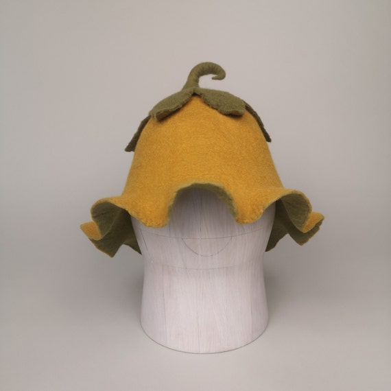Heim-made wool felt flower floral decoration hat Sauna Hat Flower - Handmade Felted Merino Wool Fairy Hat - Etsy main image 2