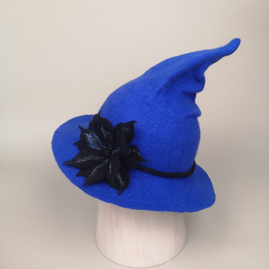 Blue Witchy Hat, Unique Handmade Felt Blue Wizard Hat, Magical Hat, Festival Fantasy Hat Etsy