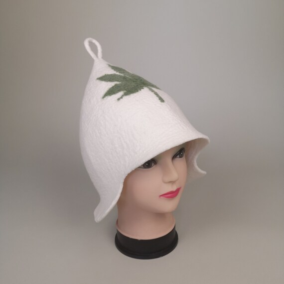 Wool Felt Hat,Wool Felt Hat,Russian Bath House Hat Wool Hat for Men Women,  Bath Protection Hat,Embroidered hut Spa Hat,Show Caps Hut 