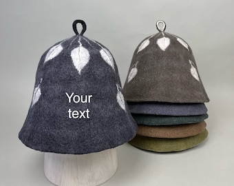Personalized sauna hat, handmade woolen sauna cap, felt soft wool hat, gift for her, gift for him