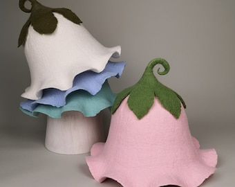Sauna Hat Flower - Handmade Felted Merino Wool Fairy Hat