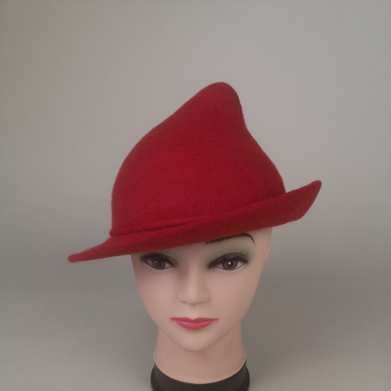 Red Vintage Hat, Handmade woolen Fleur Delacour style beautiful outfit hat, Photo prop accessory, Witchy hat, beauxbatons magic hatTo order image 1