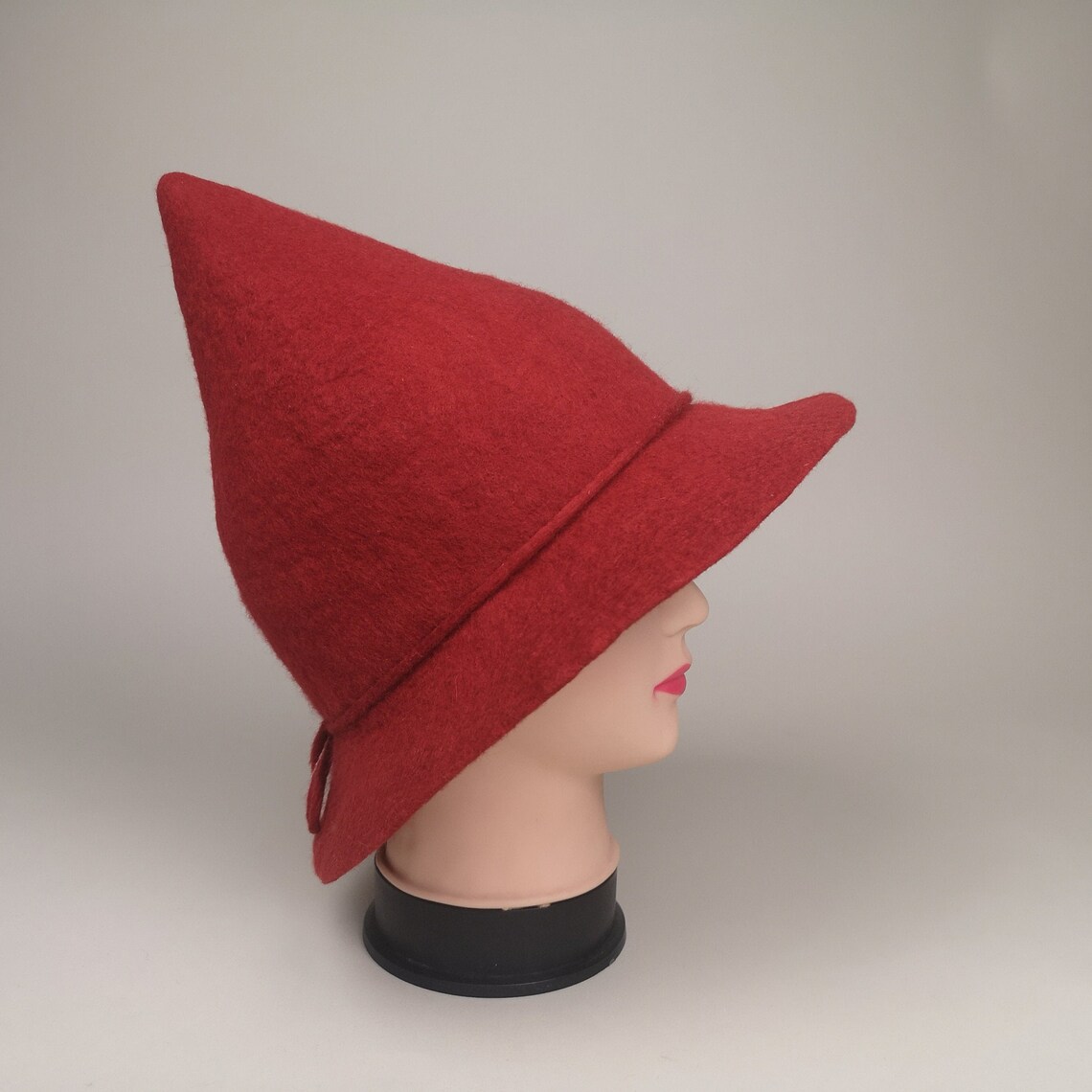 Red witch hat hand felted merino wool wizarding hat Etsy