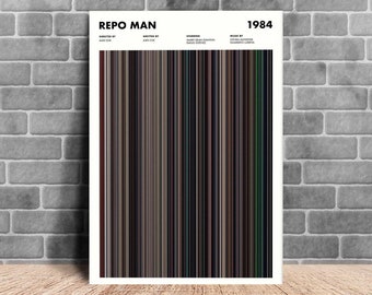 Repo Man Movie Barcode Print, Repo Man Print, Repo Man Poster, Repo Man Wall Art, Repo Man Art, Movie Barcode Poster, New Year Gifts