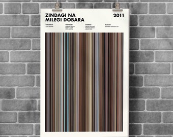 Zindagi Na Milegi Dobara Movie Barcode Print, Zindagi Na Milegi Dobara Print, Movie Barcode Poster, New Year Gifts