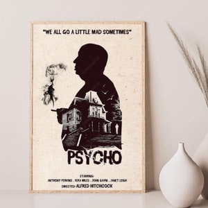 Hitchcock Psycho Movie Art Poster, Halloween Gifts image 5