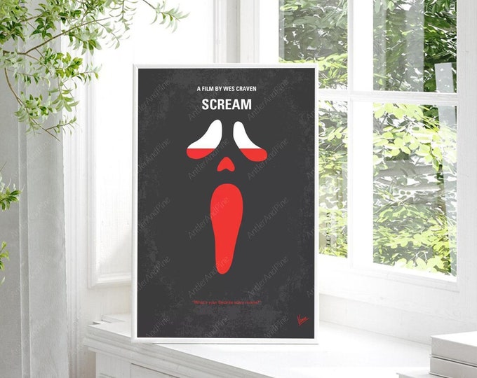 Scream Minimal Movie Poster, Retro Movie Print, Modern Vintage Movie Poster, Horror Movie, Halloween Gifts