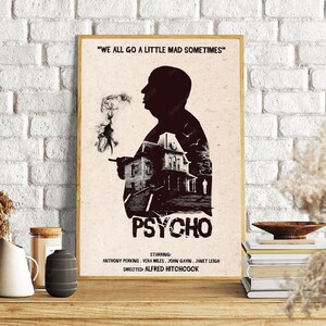 Hitchcock Psycho Movie Art Poster, Halloween Gifts image 8