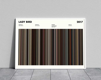 Lady Bird Movie Barcode Print, Lady Bird Print, Lady Bird Poster, Lady Bird Wall Art,  Movie Barcode Poster, Wall Art, New Year Gifts