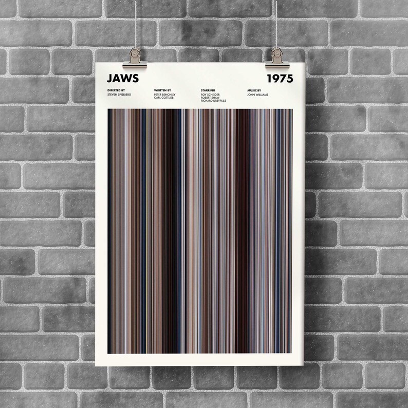 Jaws Movie Barcode Print, Jaws Print, Jaws Poster, Jaws Wall Art, Jaws Frames Print, Movie Barcode Poster, Wall Art, New Year Gifts image 1