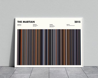 The Martian Movie Barcode Print, The Martian Print, The Martian Poster, The Martian Wall Art, Movie Barcode Poster, New Year Gifts