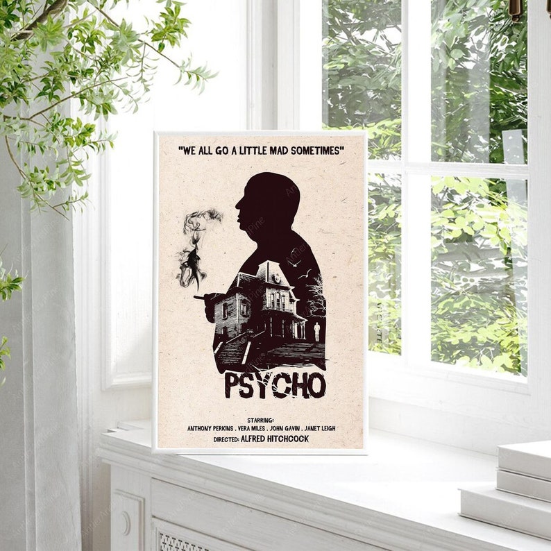 Hitchcock Psycho Movie Art Poster, Halloween Gifts image 7
