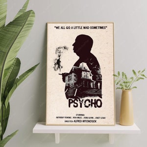 Hitchcock Psycho Movie Art Poster, Halloween Gifts image 3