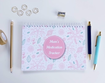 Personalised Medication Tracker Notebook | Medication Log Book | Daily Medicine Log | A5 Medicine Log | Medication Record | Gift for her