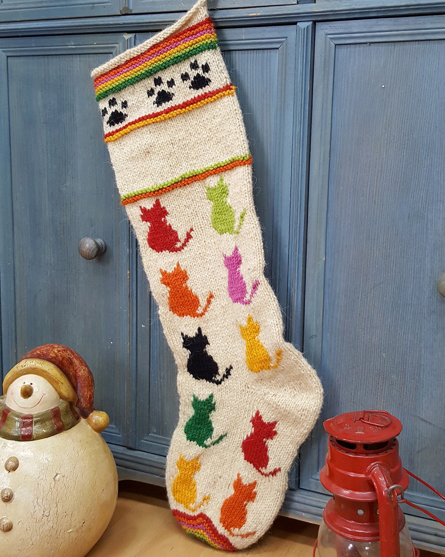 Christmas Stocking for Cats Personalized Knitted Christmas Etsy Christmas Stocking For Cats