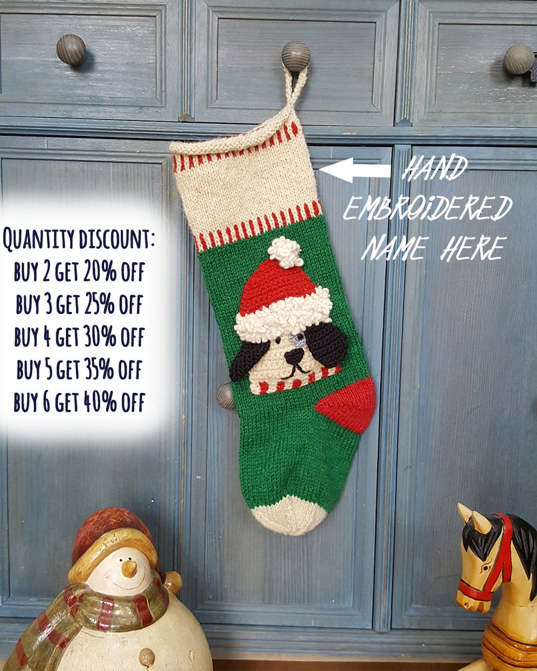 Custom Dogs Christmas Stocking Personalized Knitted Christmas Stockings Dogs Xmas Stocking 