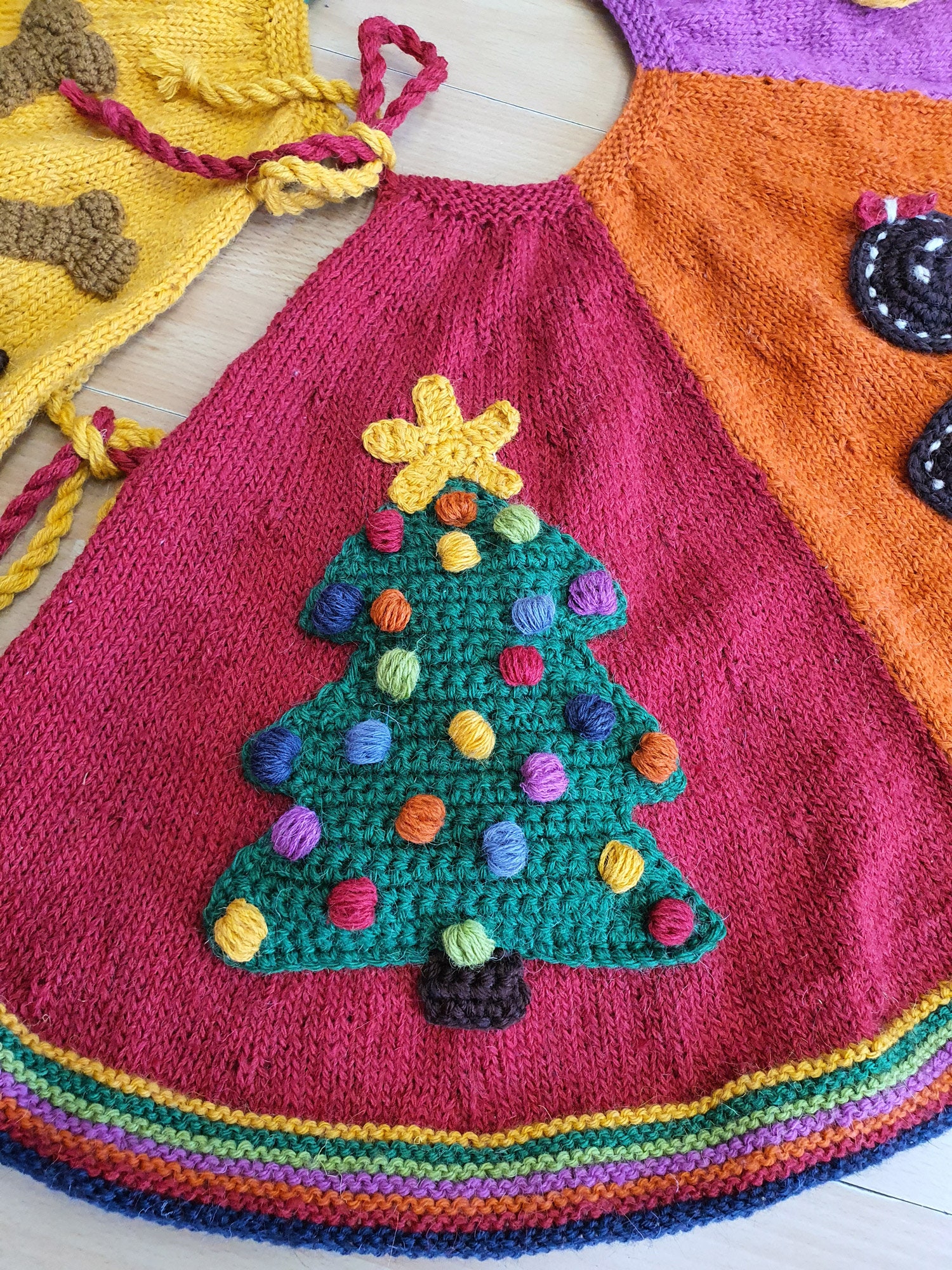 Xmas Tree Skirt Unique Handmade Christmas Tree Skirt Hand Knit Etsy