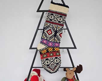 Christmas Stocking, not red, nor green, but the navy background, which creates such a sophisticated look this stocking