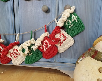 Crochet Advent Calendar Christmas Decor Mini Christmas Stockings Unique Handmade Advent Calendar Hand Crochet Hand Embroidered Fair Trade