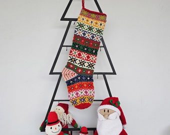 Colorful Christmas stocking, with traditional patterns from Bosnian slipper socks