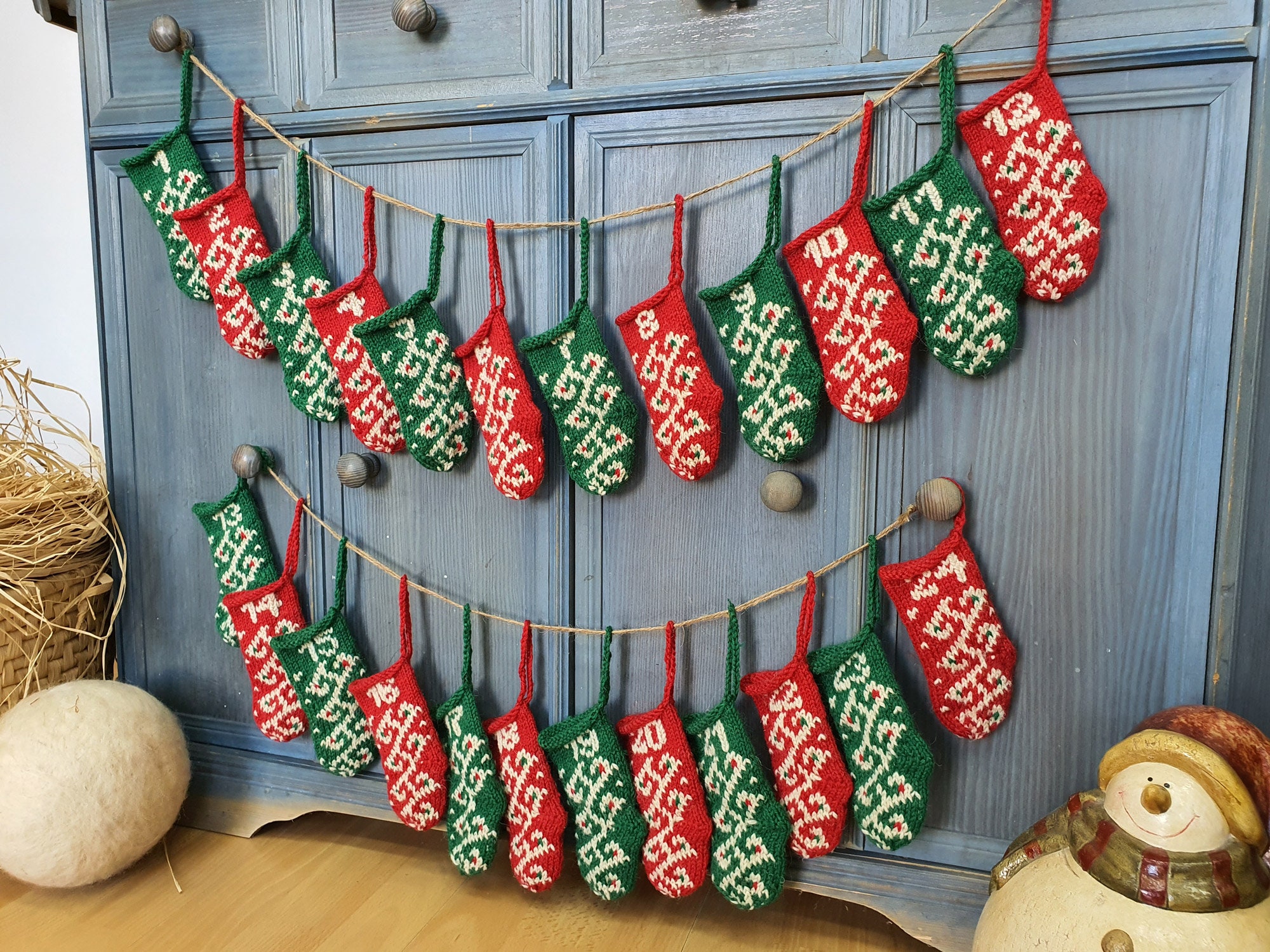 Hand Knit Advent Calendar Christmas Decor Mini Christmas Stockings Unique Advent  Calendar Handmade Knit Hand Embroidered Fair Trade - Etsy