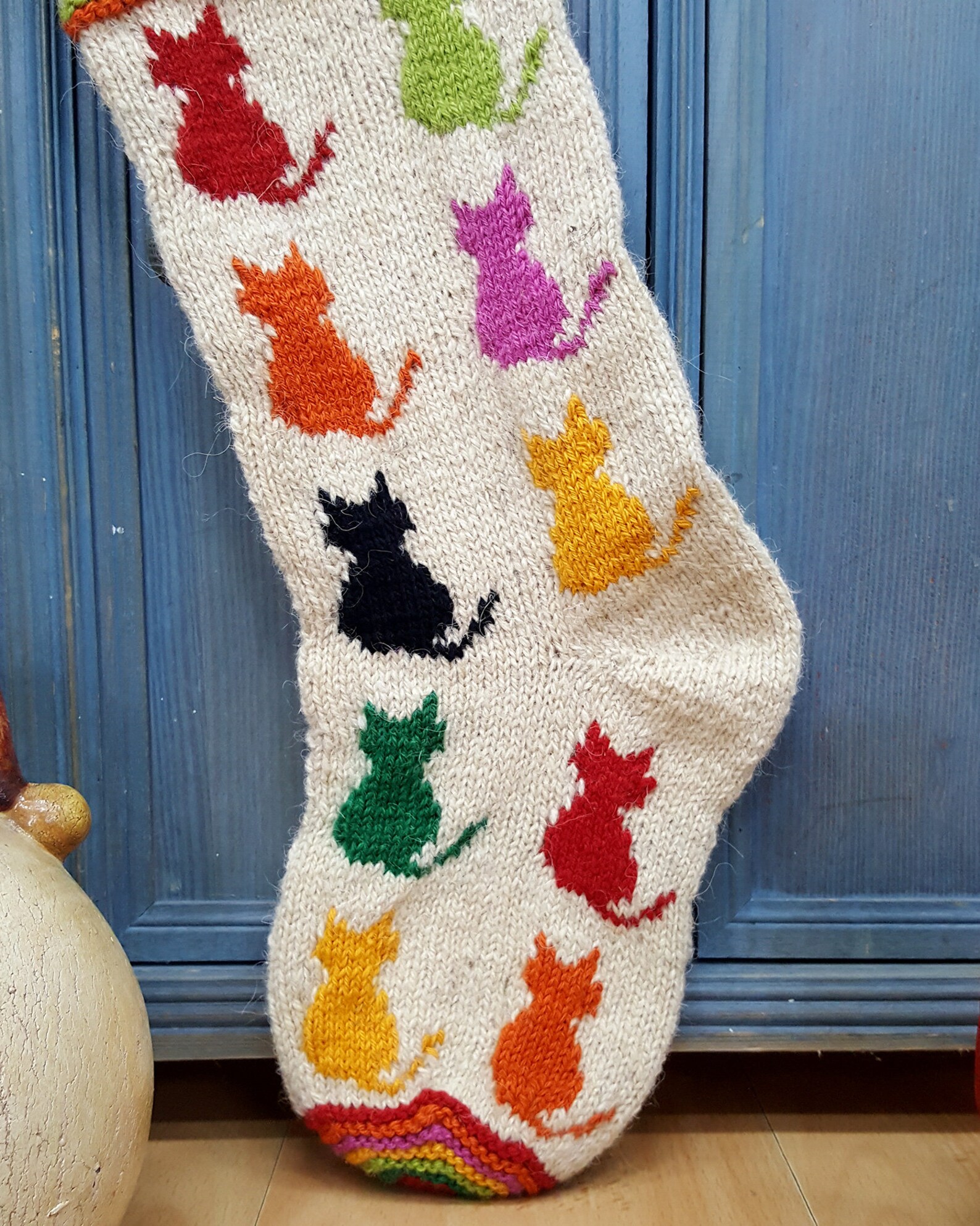 Christmas Stocking for Cats Personalized Knitted Christmas Etsy Christmas Stocking For Cats