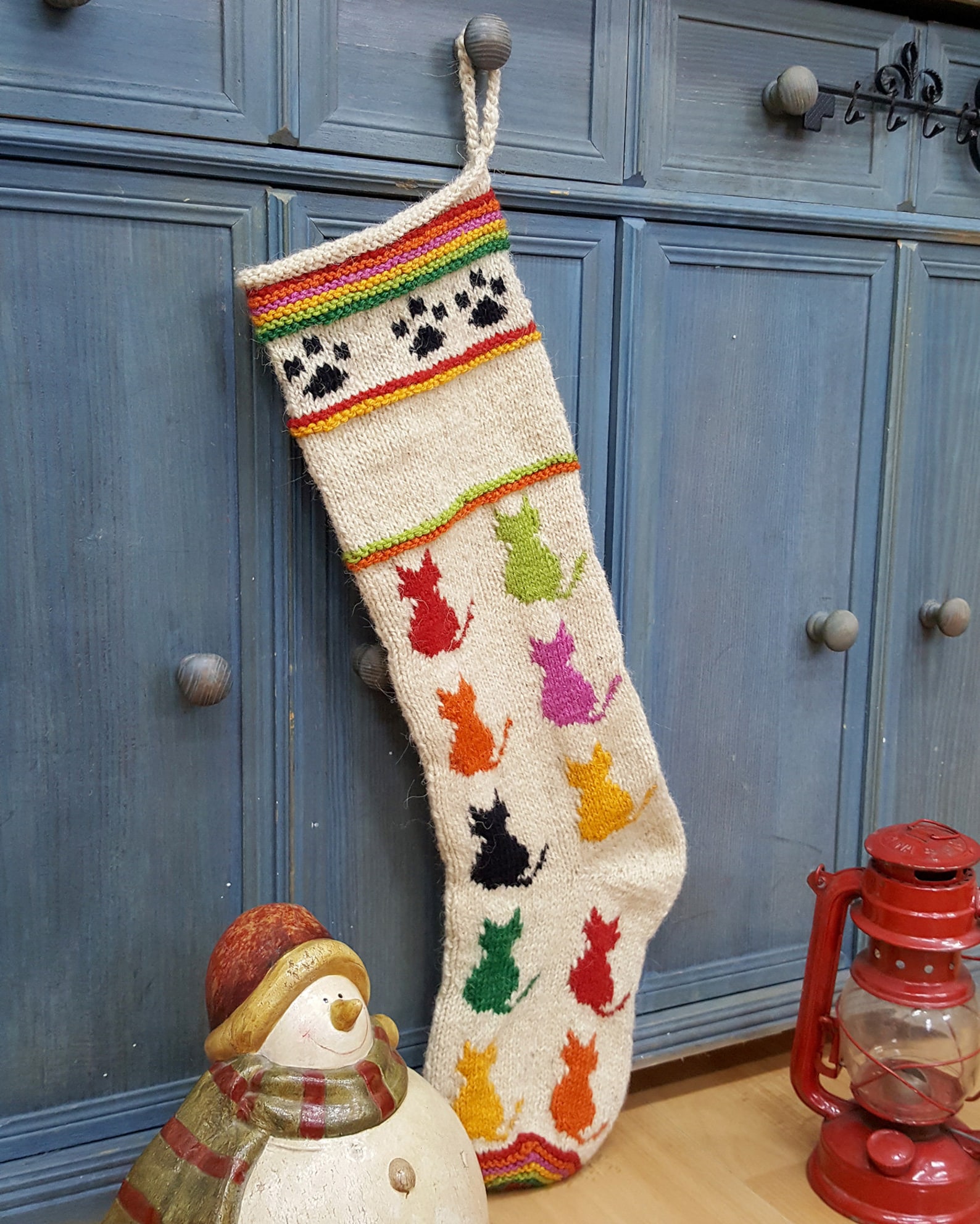 Christmas Stocking for Cats Personalized Knitted Christmas Etsy