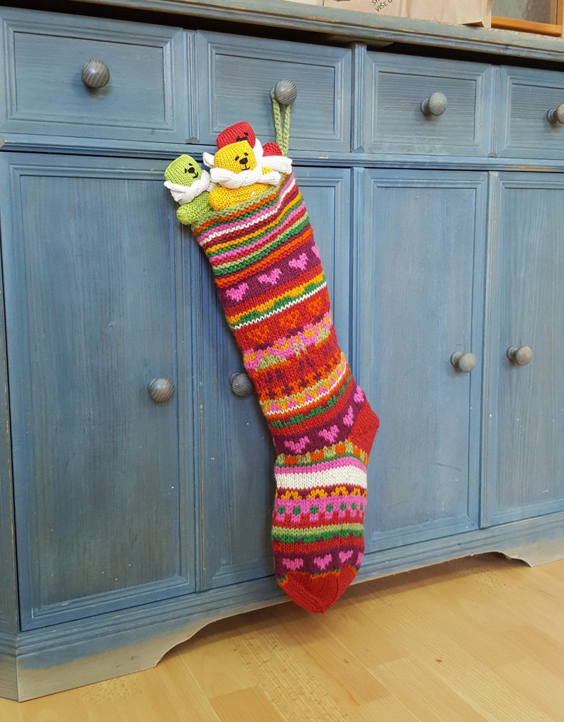 Hand Knit Christmas Stocking Knitted Christmas Stockings Etsy