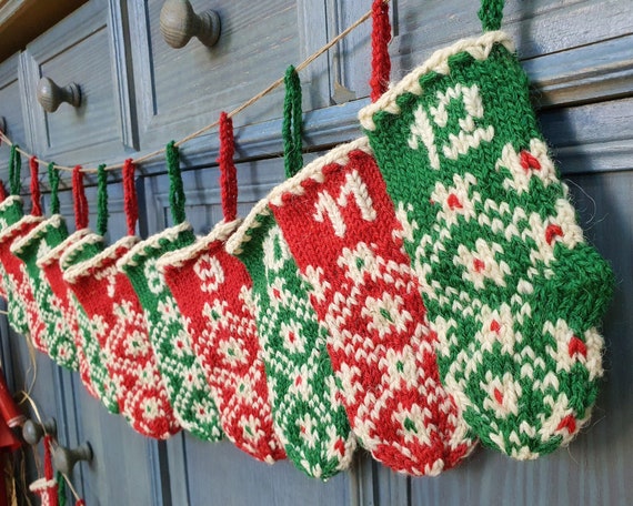 Unique Handmade Knit Advent Calendar Christmas Decor Mini Christmas  Stockings Advent Calendar Hand Knit Hand Embroidered Fair Trade - Etsy