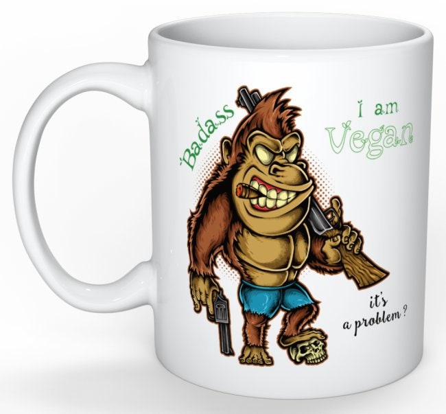 Mug Cadeau Pour Végan Gorille Badass Végan