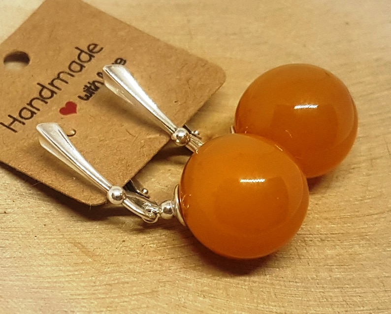 Baltic amber earrings Sterling silver earrings Gemstone beads Amber beads Butterscotch amber Natural stone Stone earrings Amber with silver