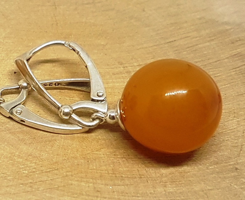 Baltic amber earrings Sterling silver earrings Gemstone beads Amber beads Butterscotch amber Natural stone Stone earrings Amber with silver