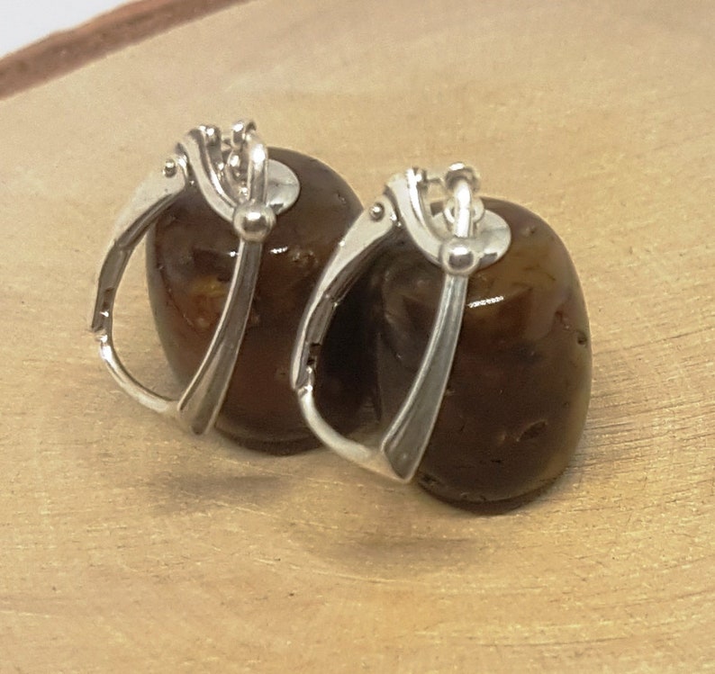 Baltic amber earrings Sterling silver earrings Gemstone beads Amber beads Butterscotch amber Natural stone Stone earrings Amber with silver