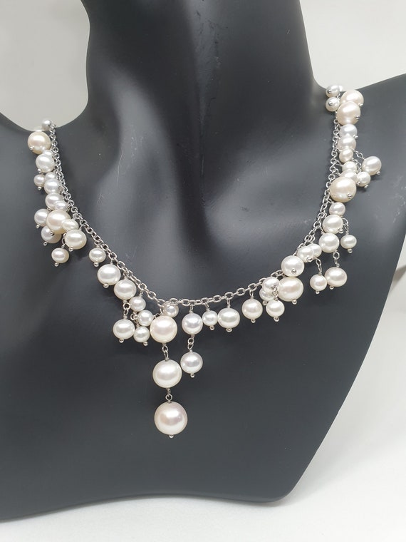 Pearl Necklace in .925 Sterling Silver Etsy
