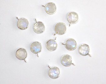 Rainbow Moonstone with Blue Fire Sterling Silver Charms