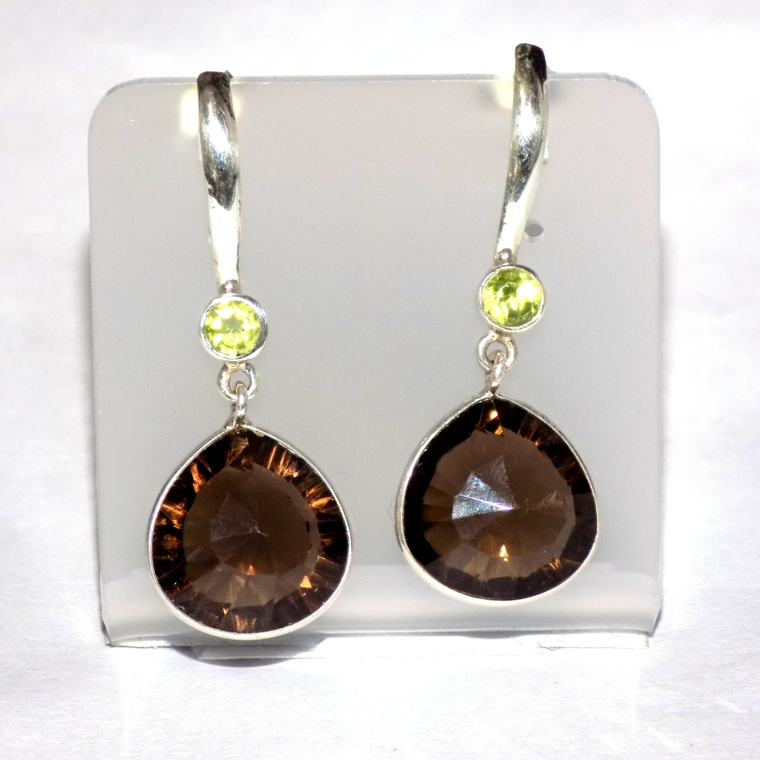 Smoky Quartz Earring in .925 Sterling Silver With Peridot Etsy UK