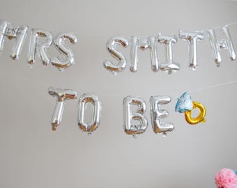 Custom letter balloons - gold silver Mylar foil letter balloon banner kit, gold balloons, wedding, hen party balloons, diamond ring, MR MRS