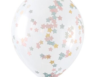 Confetti Balloons, 16" Latex Balloons, Wedding, Birthday, 1st Birthday, Wedding, Engaged, Bride , Ceiling Balloons Confetti Stars, Pastel